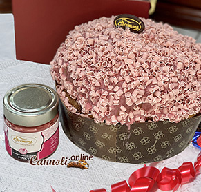 Panettone artesano con crema de chocolate rubí